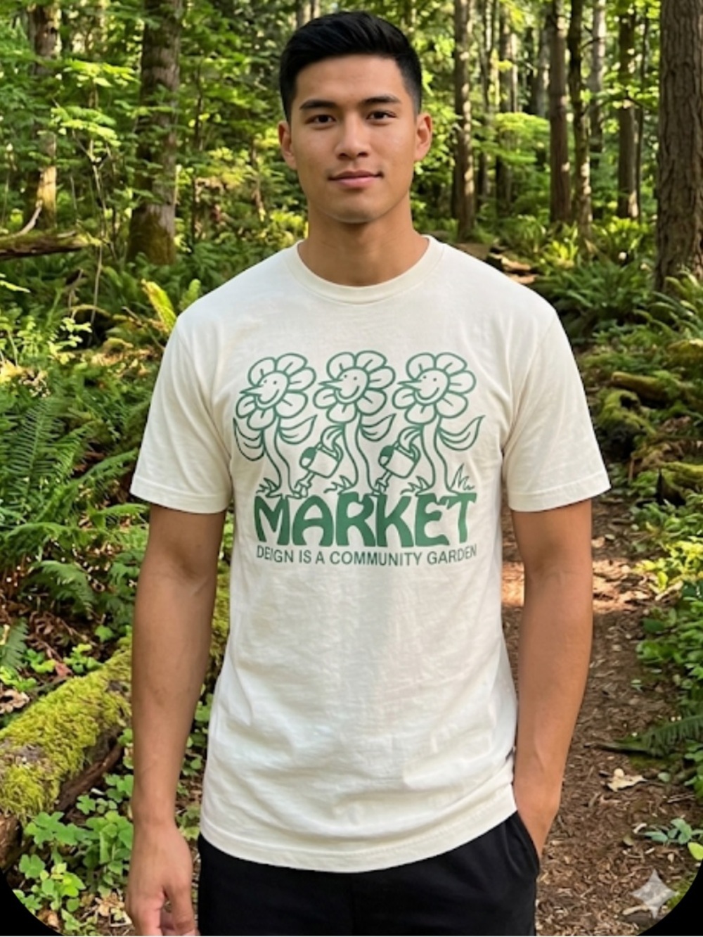 Market Chinatown White T-Shirt with Gray Graphic